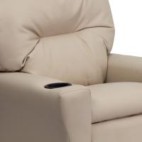 Chandler de Vinilo para niños reclinable con portavasos y reclinable de Seguridad, Silla reclinable contemporánea para niños, admite hasta 90 lbs, Beige - details 8