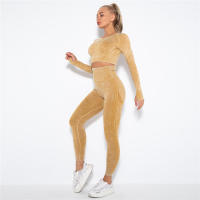 Conjunto de mallas de yoga sin costuras para mujer, ropa deportiva, para entrenamiento, gimnasio, ropa deportiva - details 5