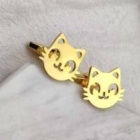 Gemelos de gato de acero inoxidable, accesorios decorativos clásicos, botones de camisa de moda, regalo del novio - details 0