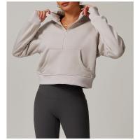 Sudadera de lana para mujer, jersey de cuello alto con media cremallera y bolsillo canguro, ropa deportiva informal suave para invierno - details 12