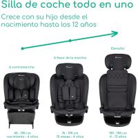 Silla Coche 360, 0-12 años, 40-150 cm, Silla Coche, Instalación Pata Apoyo, Giro 360, 8 Posiciones Reclinación, 12 Posiciones Reposacabezas, Full Black - details 30