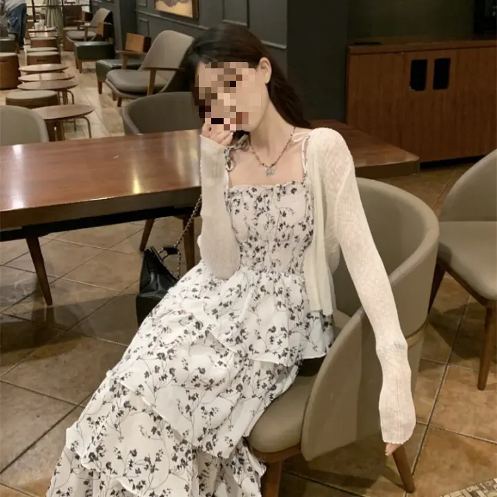 Elegante Vestido de Princesa con Cola de Flores Estilo Hepburn Medio a Largo Moda de Mujer - 1