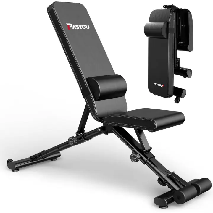 Banco de Pesas Ajustable con 90 Grados, Banco de Musculación Plegable, Declinable/Inclinable, Entrenamiento Abdominales Capacidad de Peso de 400KG - 1