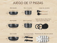 CAROTE Ollas y Sartenes Antiadherentes,Set de Cocina 17 piezas Conjuntos de Cocina, 17 piezas Juego de Ollas y Sartenes Antiadherentes - details 16