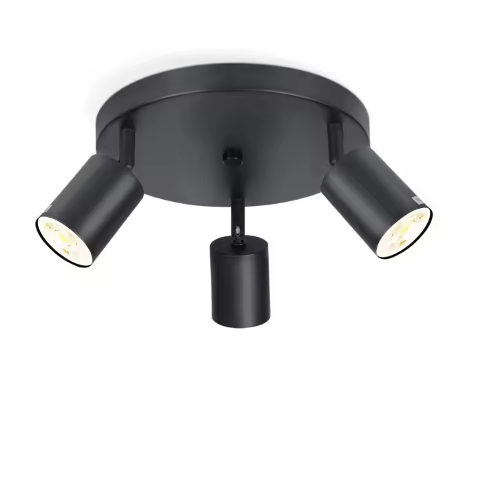 CBJKTX 3 Focos GU10 Giratorio 350 °   Luz de techo negra de 25W máx., luz de techo de tela Vintage moderna para sala de estar y dormitorio - 1