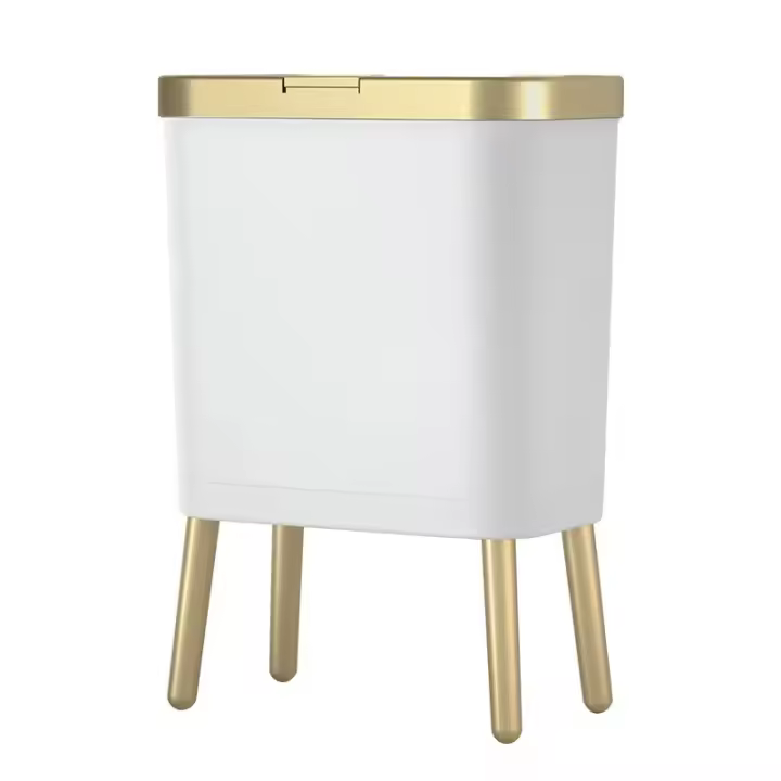 Cubo de basura de gran capacidad para cocina, inodoro doméstico, baño con tapa, luz creativa, sala de estar de lujo - 1