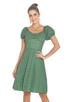 NOVEDAD DE VERANO 2025, vestido estampado con manga de burbuja y cuello cuadrado francés de nicho para ropa de mujer - details 5