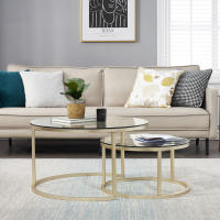 EGOONM-mesa de centro de hierro 2 en 1 para apartamento pequeño, mesa de centro para sala de estar, vidrio templado, redonda, mesa de centro lateral para sofá - details 4