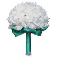 Ramo de flores de rayón para dama de honor, decoración de boda de perlas rosas de cristal - details 3