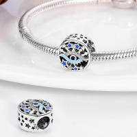 Abalorio DIY Ojo de Asilo plateado para mujer, joyería de cumpleaños, pulsera con piedra de circón principal y Material metálico - details 24