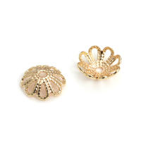 50 Uds. De cuentas redondas de latón de Color dorado de 18K, tapas de hojas de árbol y flores, suministros para hacer cuentas de joyería, accesorios Diy - details 40