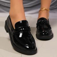 Elegantes Mocasines de Cuero Patente Zapatos de Oficina para Mujeres con Suela Gruesa y Patacha - details 7