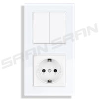 Interruptor de Luz Mecánico SRAN 2gang 1vía Panela de Vidrio Templado 16A 220V - details 0