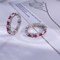 Anillo brillante de Plata de Ley 925 romántico sin tiempo amor rosa en forma de corazón mujeres boda citas fiesta joyería regalo mujeres niñas - details 4