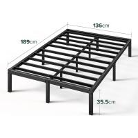 135x190 cm - Altura 36 cm con almacenamiento debajo de la cama - Estructura de cama de plataforma de metal con soporte de listones de acero - Negro - details 1