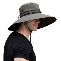 Sombreros de cubo de ala ancha de secado rápido Unisex, protector solar para exteriores, aleros grandes de Panamá, sombreros, visera de protección ocular, verano, hombre, 15cm - details 0
