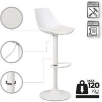 Taburetes de Cocina Giratorios en 360° Juego de Sillas de Bar Regulables en Altura de 83 a 104 cm con Resalto Material de Polipiel Estructura de Metal Blanco y Reposapiés Disponible en Dos Versiones Distintas - details 2