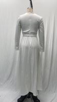 Vestido de mujer con satén blanco socialité que parece delgado y alto, vestido estilo francés - details 12