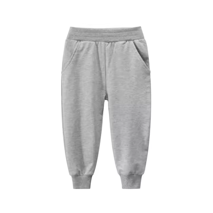Pantalones de chándal de algodón para niños pequeños, pantalones activos de cintura elástica, gris claro para niños de 1 a 9 años - 1
