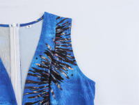 - Gran oferta Falda de mujer Vestido sin mangas plisado suelto con cuello redondo y estampado floral de verano para mujer - details 8