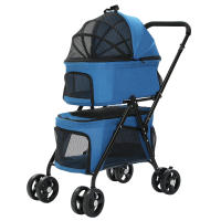 Carrito para mascota, plegable,para perros y gatos, con ruedas giratorias de 360 grados y cinturón de seguridad - details 14