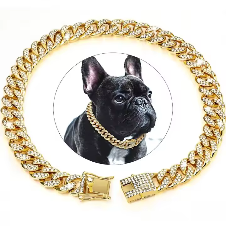 Collar de cadena para caminar de metal con diseño de hebilla segura, collar de gato cubano, accesorios de joyería - 1