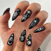 24Pcs Uñas Postizas De Póker Manicura Ballerina Removible Almendra Uñas Falsas De Decoración Para Mujeres Y Niñas Uñas Postizas De Cuchara Completo - details 12