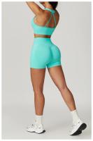 Shorts de Yoga de Cintura Alta Ajuste de Barriga, Levantamiento de Cadera, Ropa de Gimnasio de Nylon Zapatillas de Correr para Primavera/Verano - details 5