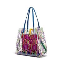 CH Bucket-Bolso de mano de gran capacidad para mujer, Material transparente de TPU, con letras impresas, bandolera de viaje, mochila de lujo de alta gama - details 1