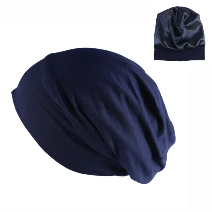 1 gorro de dormir con forro de satén para cabello rizado y trenzas que se mantiene envuelto toda la noche con para mujeres y hombres - 1