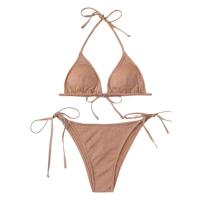 Conjunto sexy brillante, traje de baño triangular de dos piezas para mujer, bikini de verano, nuevo traje de playa, bikini push-pull - details 2