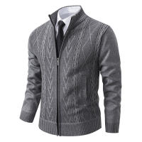 Chaquetas gruesas de moda para hombre, cárdigan con cuello levantado de lana, suéter para exteriores, tejido liso para mantener el calor, otoño e invierno - details 3