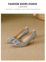 Zapatos de Novia de Otoño Tacones Altos de Champán para Mujer Suela Cuadrada de Cristal - details 20