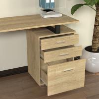 Escritorio Moderno de Madera y Acero 3 Cajones, Porta Ordenador, Diseño de Mesa de Trabajo, 120 x 50 x 75 cm, Decoración para Casa y Oficina - details 8