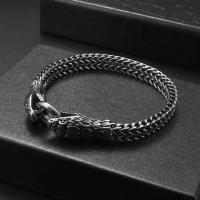 Pulsera de serpiente de doble cabeza del zodiaco para hombres, hebilla de anillo de acero inoxidable, pulsera Punk, accesorios de joyería para fiesta de motocicleta - details 3