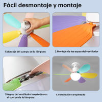 Con luz LED y control remoto, ventilador de techo silencioso de 52 cm/42 cm, 30 W/40 W, casquillo E27. - details 8