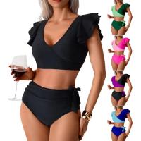 Conjunto de Traje de Baño para Mujer de Dos Piezas Sexy Bikini con Corte Curvo y Almohadilla para el Pecho Traje de Baño de Cintura Alta con Sujetador de Manga con Volantes - details 30