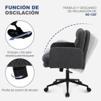 Silla Oficina de Respaldo Alto, Cómoda Silla Tocador con Altura Ajustable, Sillas Ordenador para Hogar y Dormitorio, Crema - details 21