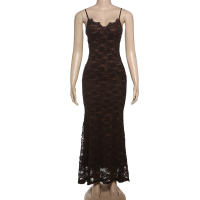 BUNO-Sexy vestido de encaje marrón con tirantes para mujer, vestidos elegantes lisos ajustados con envoltura en el pecho, vestidos de fiesta de noche para mujer, Club de graduación 2025 - details 15