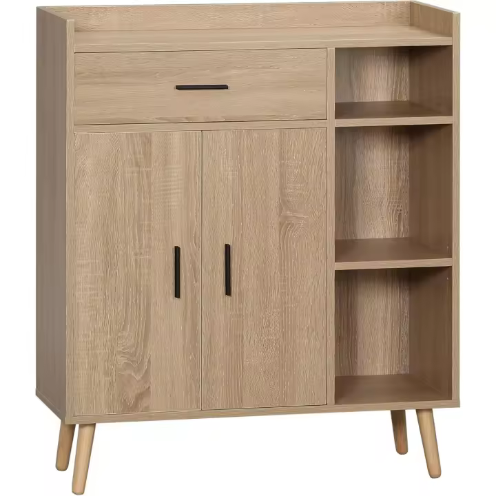 Estantes Abiertos Mueble Auxiliar de Almacenaje para Cocina Dormitorio Entrada Antivuelco 80x30x96,5 cm Natural - 1