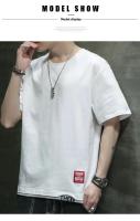 Camiseta de manga corta de estilo coreano para hombre, novedad de verano, camiseta informal holgada versátil con bloques de color, camiseta transpirable con cuello redondo - details 6