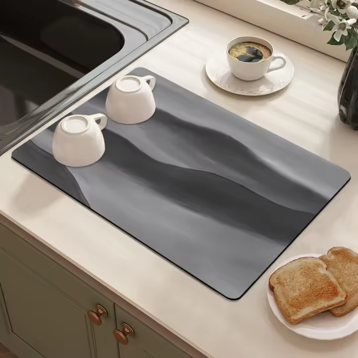 Alfombra de Cocina Super Absorbente Alfombra de Secado Rápido Antideslizante para Vajilla y Café - 1