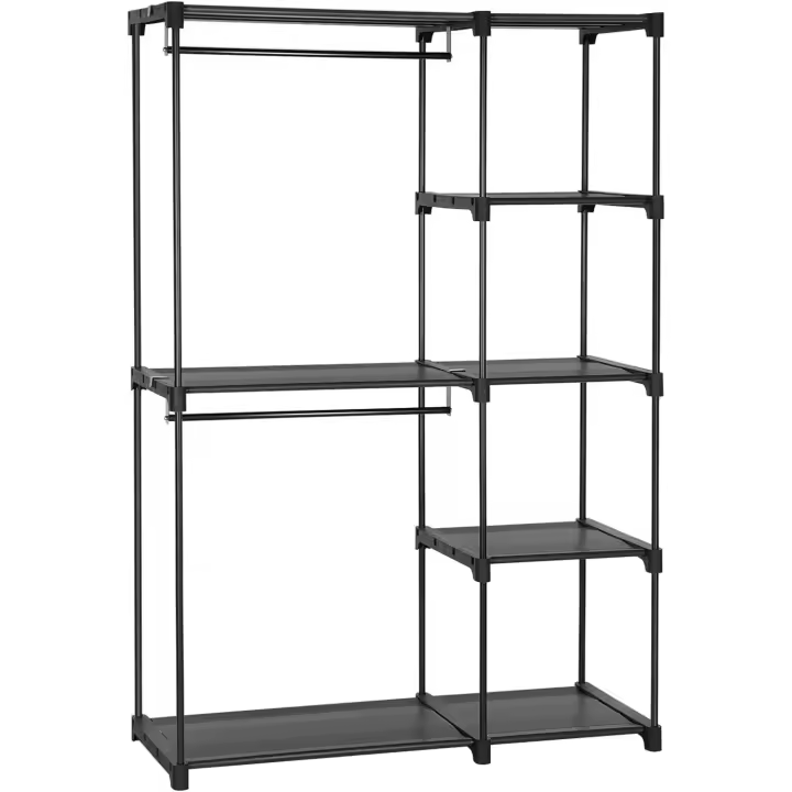 Armario de Ropa de Gran Capacidad Perchero de 124 x 43 x 182 cm, 2 Secciones para Colgar, con Compartimentos Ideal para Dormitorio, Salón, Lavandería - 1