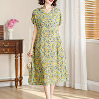 Elegante Vestido de Verano 2024 Estilo Vintage Suelto para Mujeres Cuello en V Casual - details 21