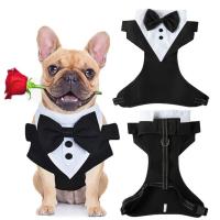 Esmoquin de poliéster para perro, arnés transpirable con correa en el pecho, traje con cuerda de tracción, pajarita para perros y gatos - details 0