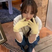 Preciosos guantes de punto con lazo de perlas y pantalla táctil, guantes de invierno de Color sólido con lazo para mujer, manoplas cálidas a prueba de viento para mujer - details 17