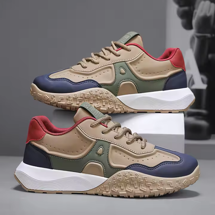 Zapatos de papá ligeros y versátiles de ocio de moda para hombres de talla grande al aire libre con cómoda superficie de cuero para deportes y correr - 1