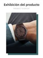 Reloj de Cuarzo Ébano de Alta Calidad Diseño Nórdico Minimalista Correa de Cuero Genuino - details 9