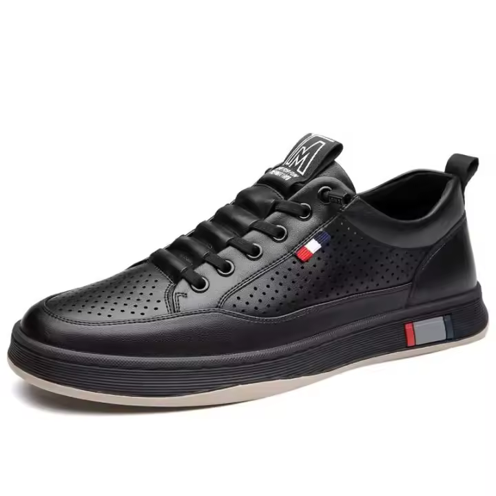 Nuevo traje de cuero formal de diseño italiano, zapatos deportivos informales de fondo plano con cordones negros para hombre, vestido - 1