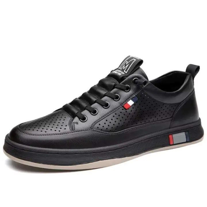 Nuevo traje de cuero formal de diseño italiano, zapatos deportivos informales de fondo plano con cordones negros para hombre, vestido - 1